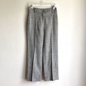 Brooks Brothers Elegant Gray Plaid  Wool/Linen Women's Wide Leg Pants 2